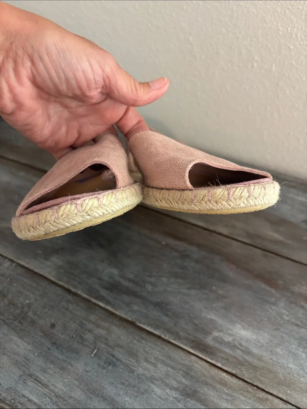 Verbenas Cruz Pink Suede Peep Toe Espadrille Flats Made in Spain Size 40 EU 9 US